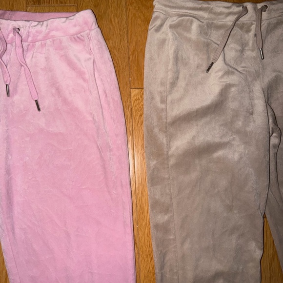Velour Jogger Pants - Pink and Taupe - Picture 2 of 4
